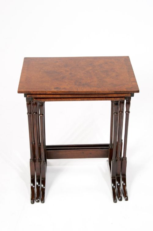 fig 7. Quality Antique Nest of Burr Walnut Tables