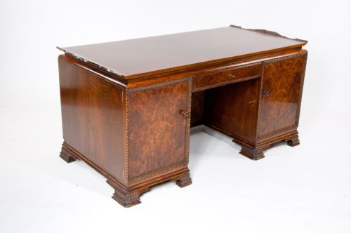 fig 1. Ornate Art Deco Burr Walnut Swedish Desk