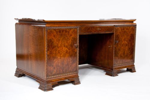 fig 2. Ornate Art Deco Burr Walnut Swedish Desk