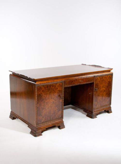 fig 3. Ornate Art Deco Burr Walnut Swedish Desk