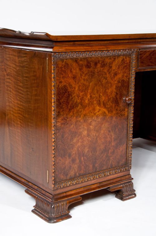 fig 4. Ornate Art Deco Burr Walnut Swedish Desk
