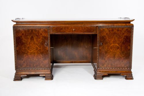 fig 7. Ornate Art Deco Burr Walnut Swedish Desk