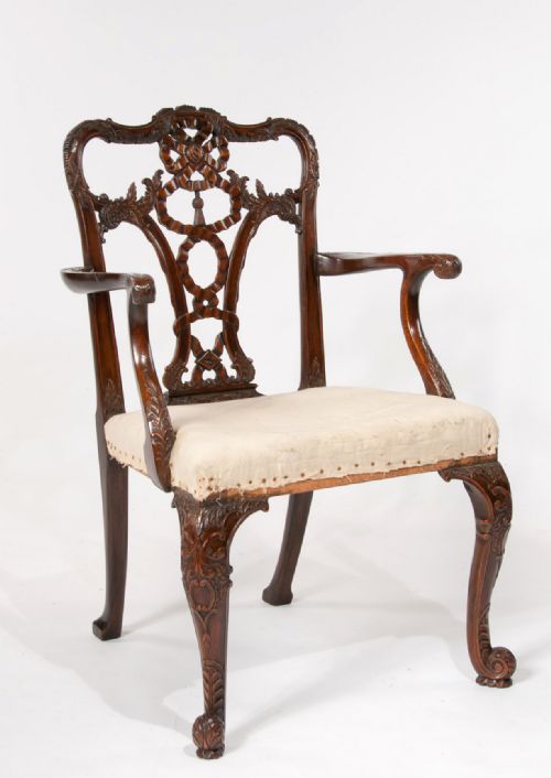 An Extremely Well Carved 19th C Desk Chair