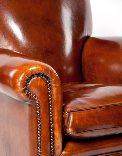 fig 7. Quality Pair Antique Leather Club Armchairs