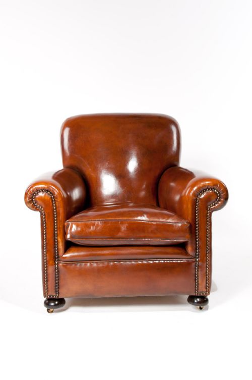 fig 9. Quality Pair Antique Leather Club Armchairs