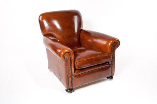 fig 8. Quality Pair Antique Leather Club Armchairs