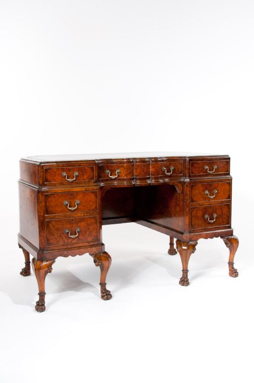 fig 2. Stunning Shaped Antique Burr Walnut Desk