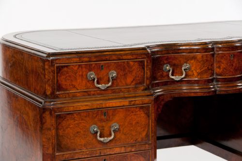 fig 3. Stunning Shaped Antique Burr Walnut Desk