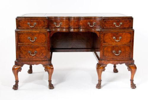 fig 6. Stunning Shaped Antique Burr Walnut Desk