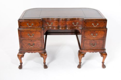 fig 8. Stunning Shaped Antique Burr Walnut Desk