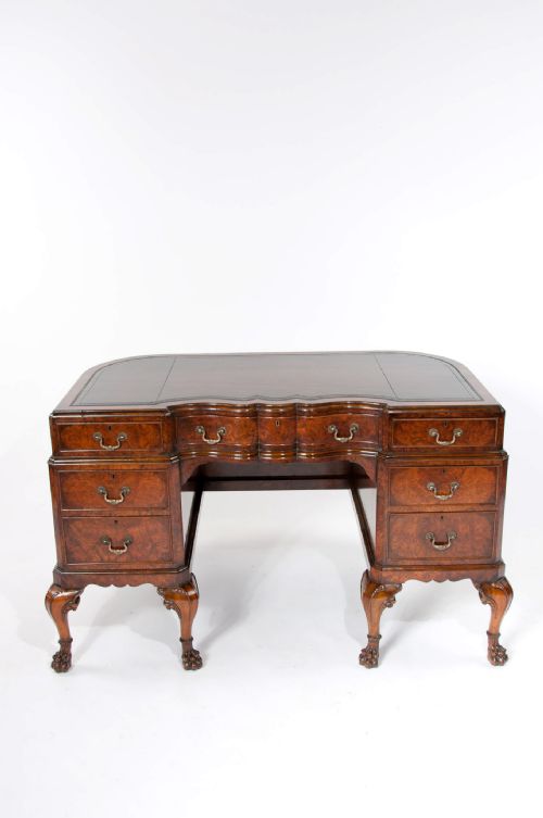 fig 9. Stunning Shaped Antique Burr Walnut Desk