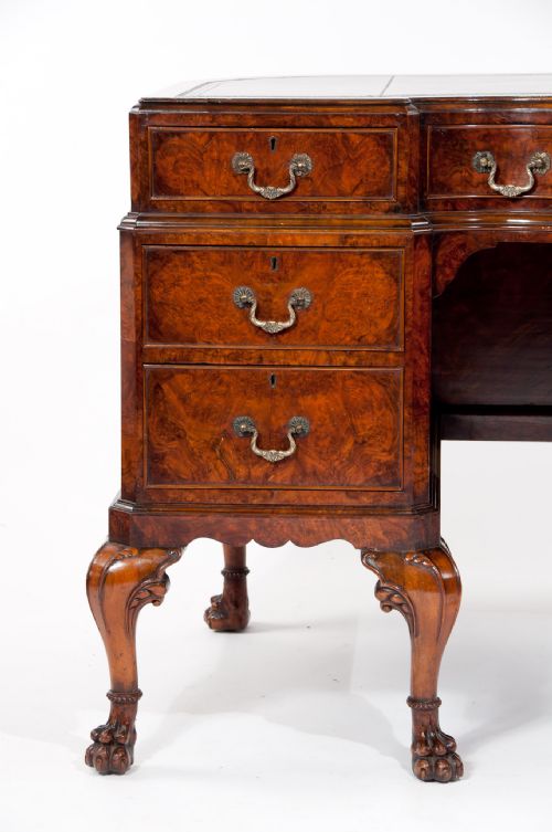 fig 11. Stunning Shaped Antique Burr Walnut Desk