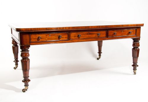 fig 1. Superb Antique Mahogany Partners Writing Table