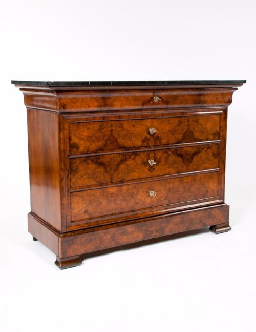 Antique Walnut Marble Topped Chest / Commode