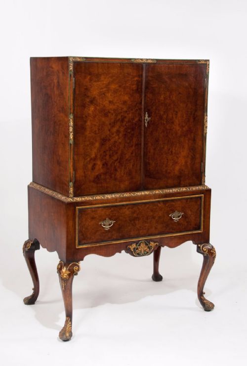 Attractive Antique Burr Walnut Drinks Cabinet