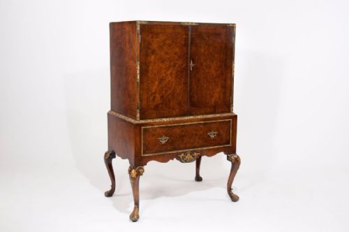 fig 2. Attractive Antique Burr Walnut Drinks Cabinet