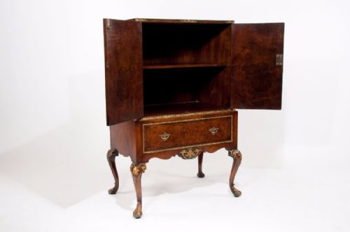 fig 5. Attractive Antique Burr Walnut Drinks Cabinet