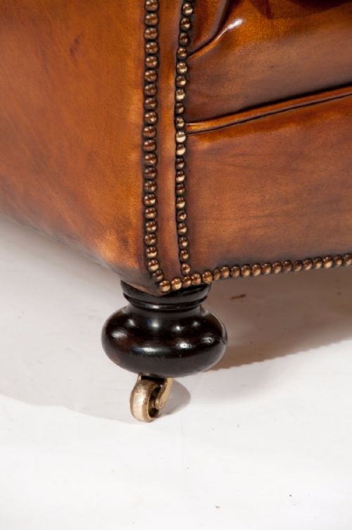 fig 6. Quality Pair Antique Leather Club Armchairs