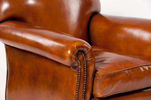 fig 7. Quality Pair Antique Leather Club Armchairs