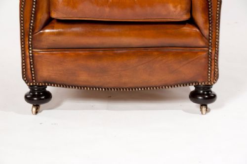 fig 8. Quality Pair Antique Leather Club Armchairs