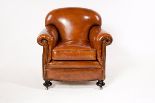 fig 9. Quality Pair Antique Leather Club Armchairs