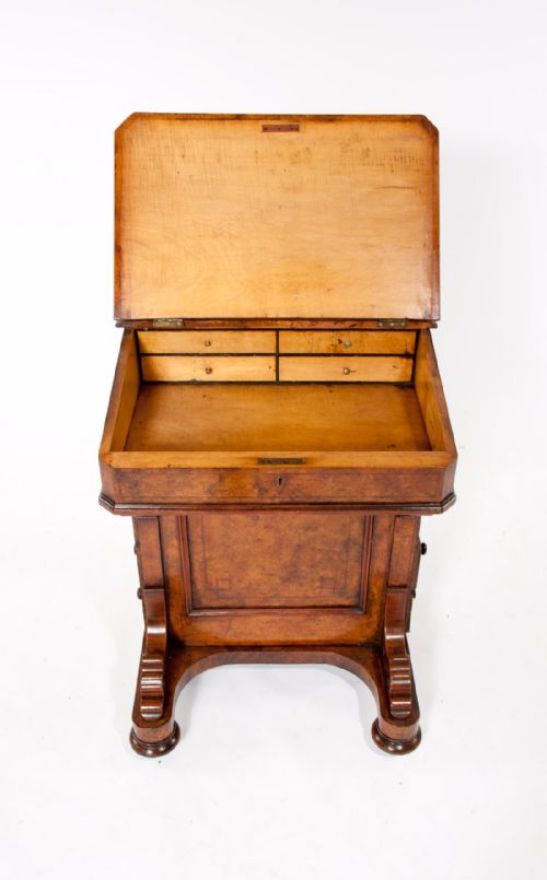 fig 3. A Wonderful Victorian Burr Walnut Davenport 