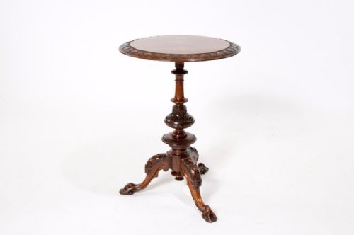 fig 2. Quality Irish Victorian Inlaid Walnut Tripod Occasional Table