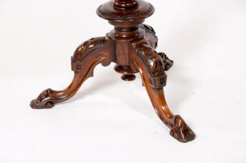 fig 5. Quality Irish Victorian Inlaid Walnut Tripod Occasional Table