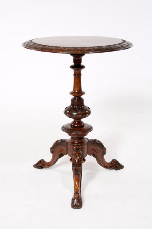 fig 6. Quality Irish Victorian Inlaid Walnut Tripod Occasional Table