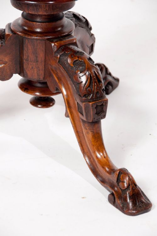 fig 7. Quality Irish Victorian Inlaid Walnut Tripod Occasional Table