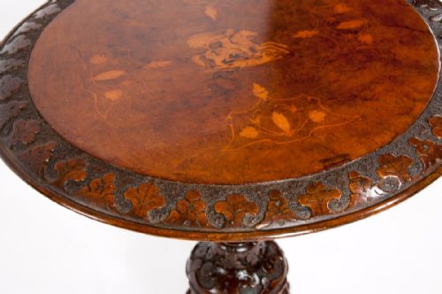 fig 8. Quality Irish Victorian Inlaid Walnut Tripod Occasional Table