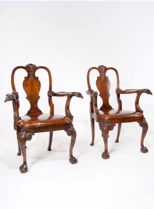 	
An Extremely Good Pair of Antique Walnut Desk Chairs