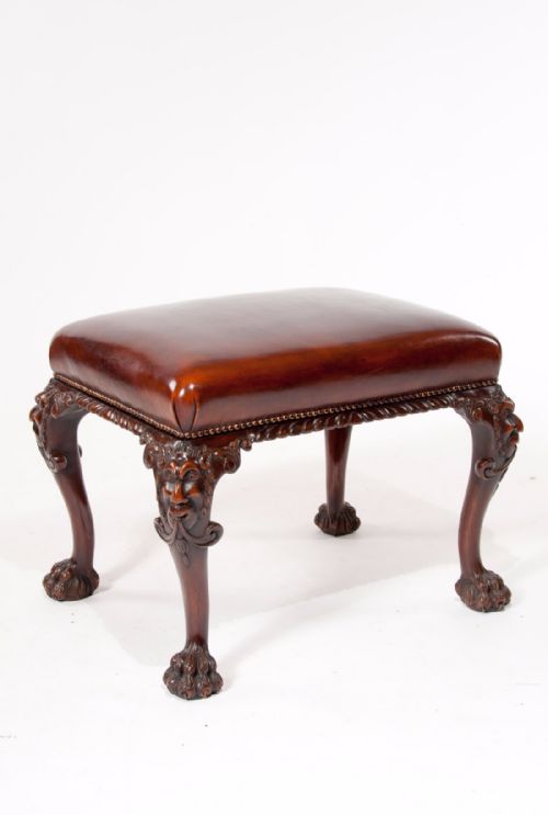 fig 1. Fine Quality Antique Walnut Leather Top Stool