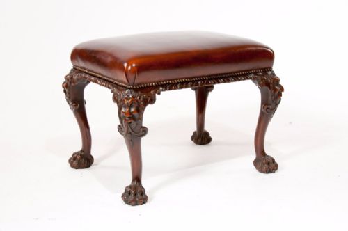 fig 2. Fine Quality Antique Walnut Leather Top Stool