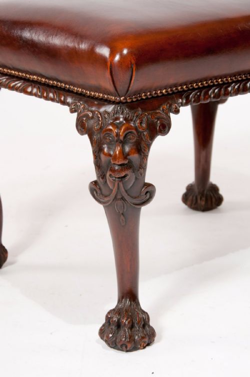 fig 3. Fine Quality Antique Walnut Leather Top Stool