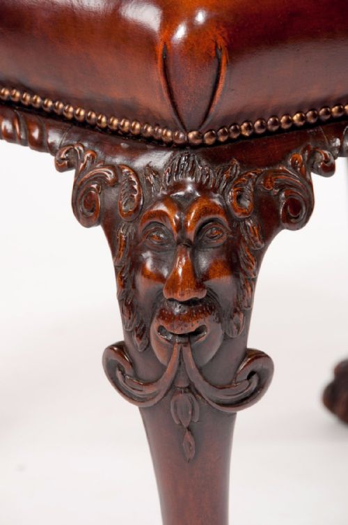fig 6. Fine Quality Antique Walnut Leather Top Stool