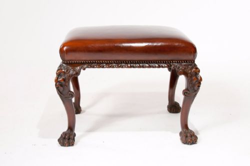 fig 7. Fine Quality Antique Walnut Leather Top Stool