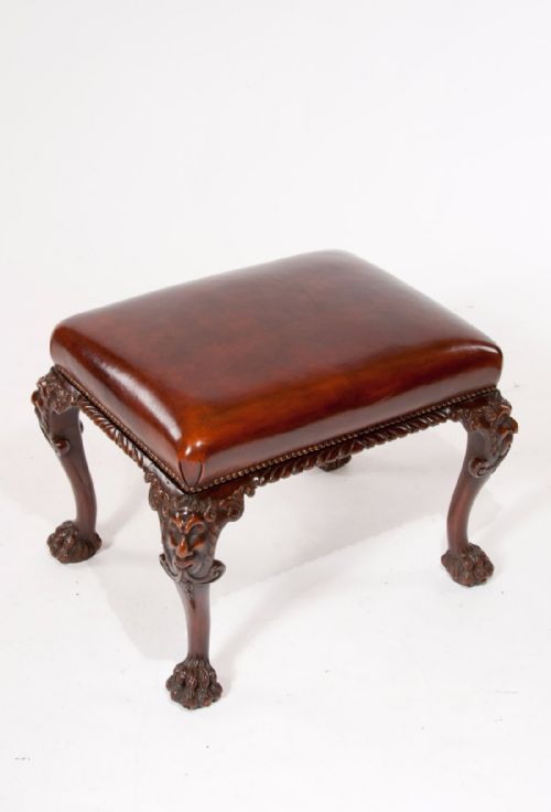 fig 8. Fine Quality Antique Walnut Leather Top Stool
