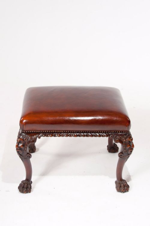 fig 9. Fine Quality Antique Walnut Leather Top Stool