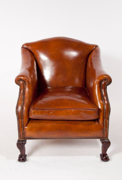 fig 2. Stunning Pair of Antique Leather Armchairs