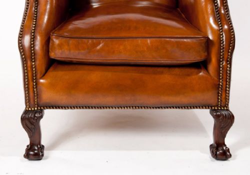 fig 3. Stunning Pair of Antique Leather Armchairs