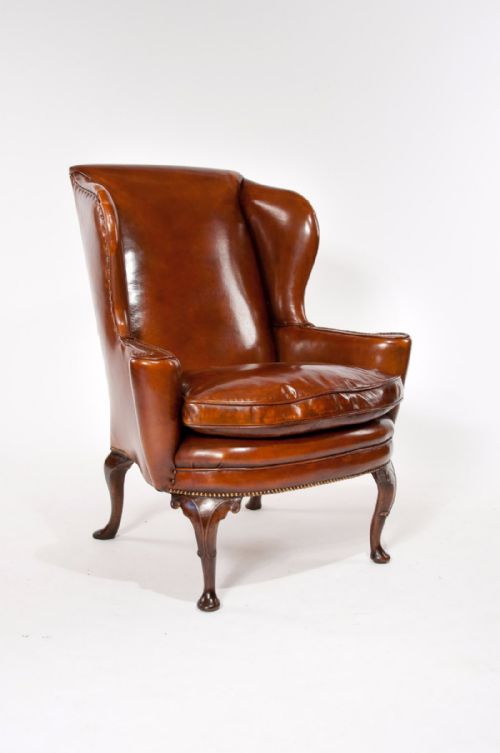 fig 3. Superb Quality 19th C Antique Leather Wing Chair