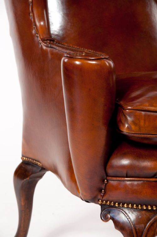 fig 5. Superb Quality 19th C Antique Leather Wing Chair