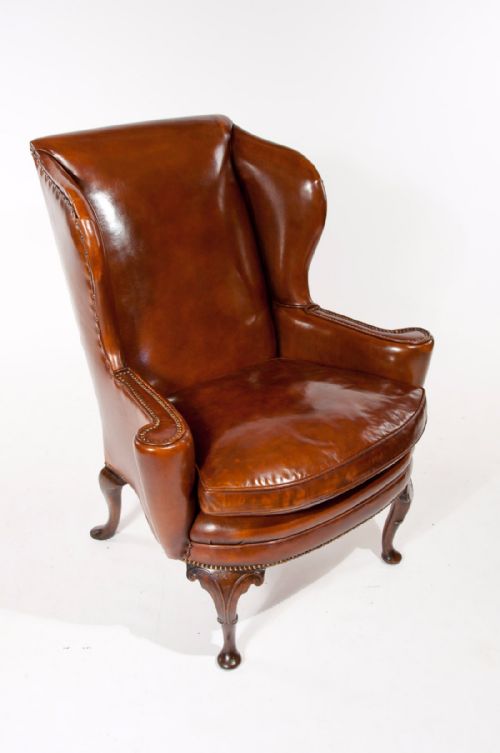fig 6. Superb Quality 19th C Antique Leather Wing Chair