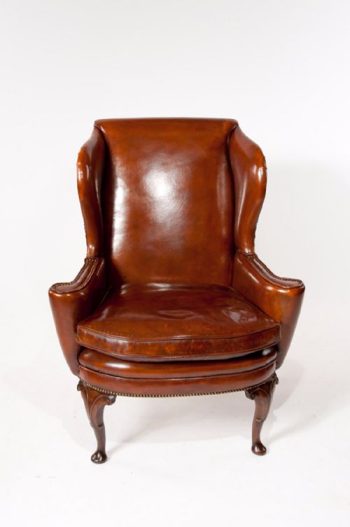 fig 8. Superb Quality 19th C Antique Leather Wing Chair