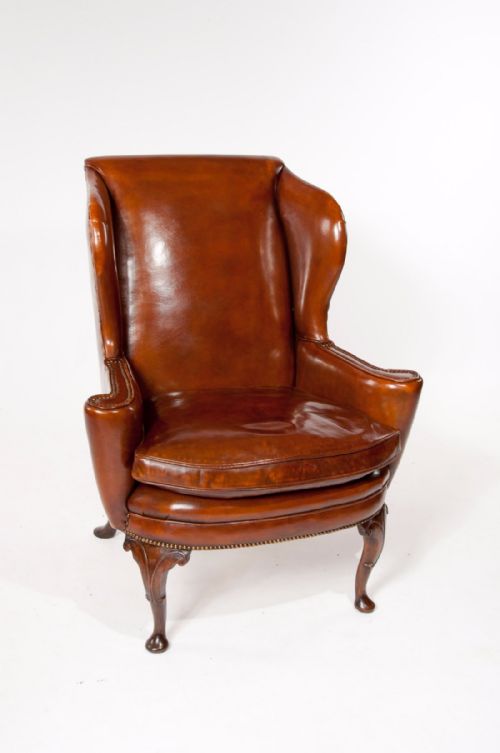 fig 9. Superb Quality 19th C Antique Leather Wing Chair