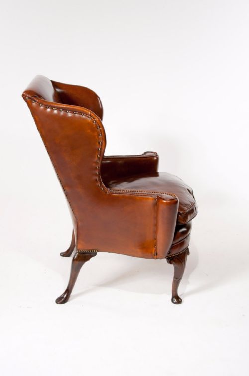 fig 10. Superb Quality 19th C Antique Leather Wing Chair
