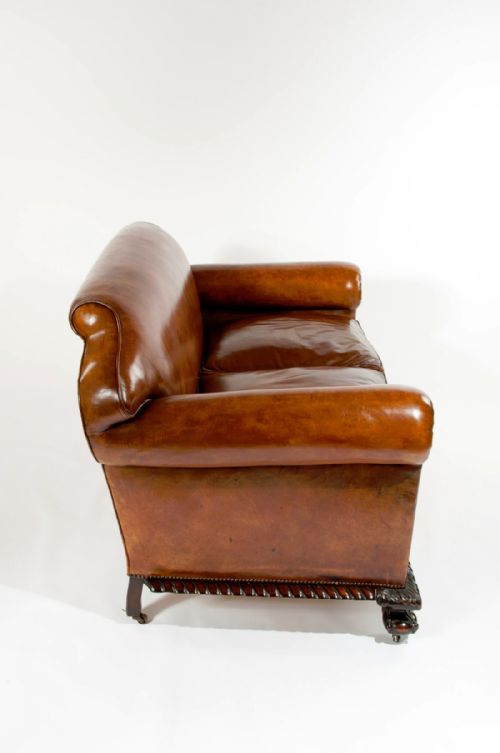 fig 2. MAGNIFICENT VICTORIAN LEATHER SOFA AND CHAIRS 3 PIECE SUITE