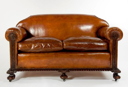 fig 4. MAGNIFICENT VICTORIAN LEATHER SOFA AND CHAIRS 3 PIECE SUITE