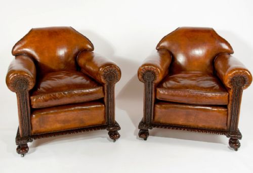 fig 8. MAGNIFICENT VICTORIAN LEATHER SOFA AND CHAIRS 3 PIECE SUITE